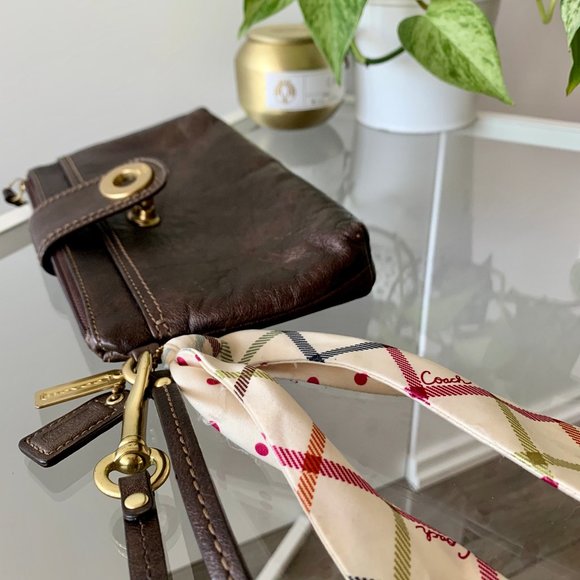 Coach Metallic Bronze Leather and Silk Tie Clutch - Picture 5 of 5